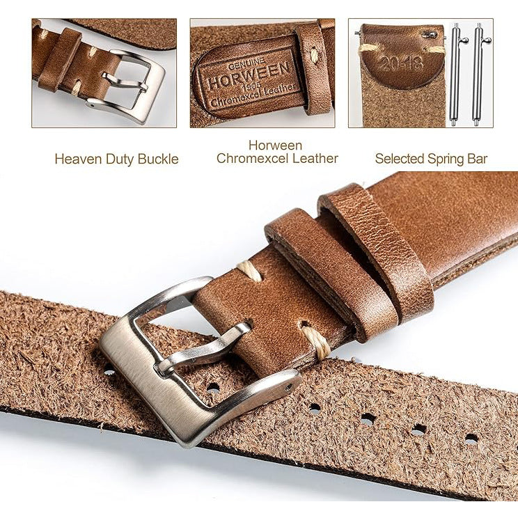 Horween Horsehide Leather Watch Strap - Cognac