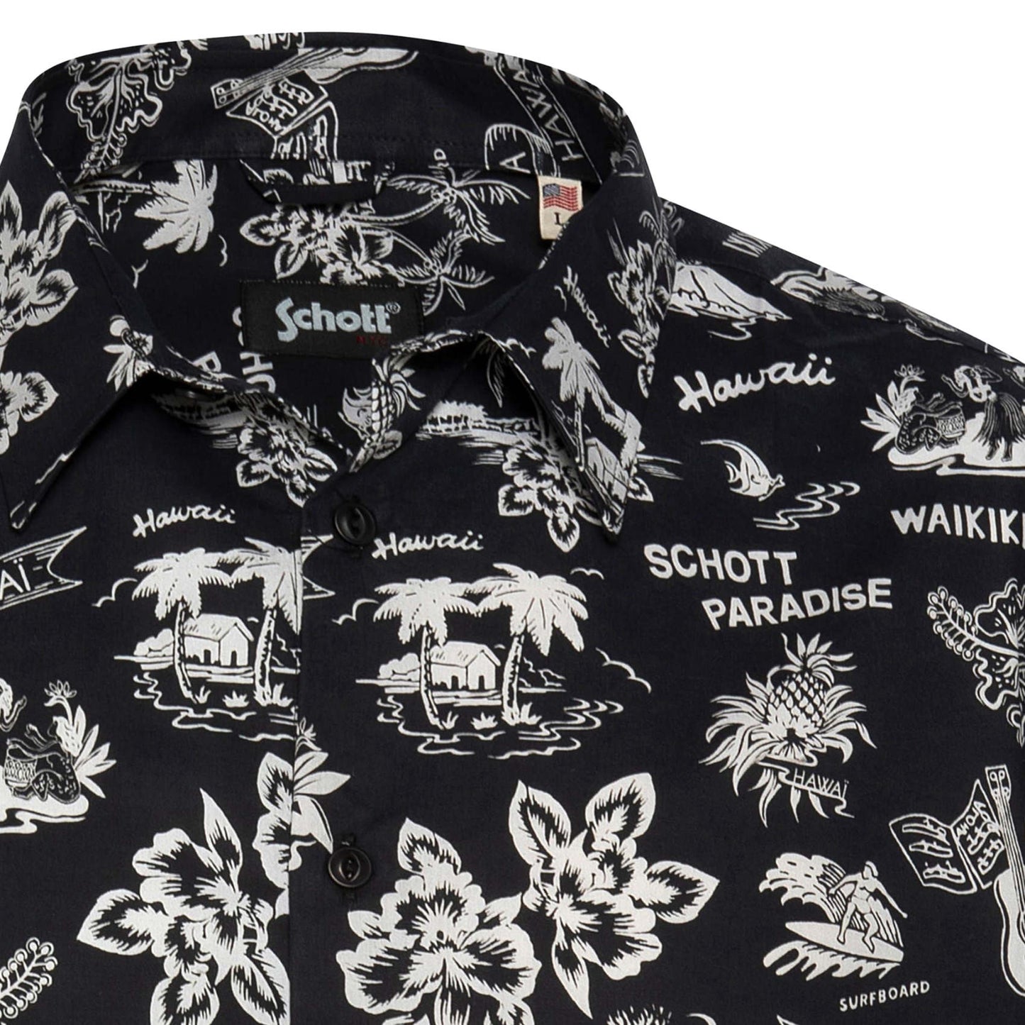 Schott Shonolulu Hawaii Shirt - Black