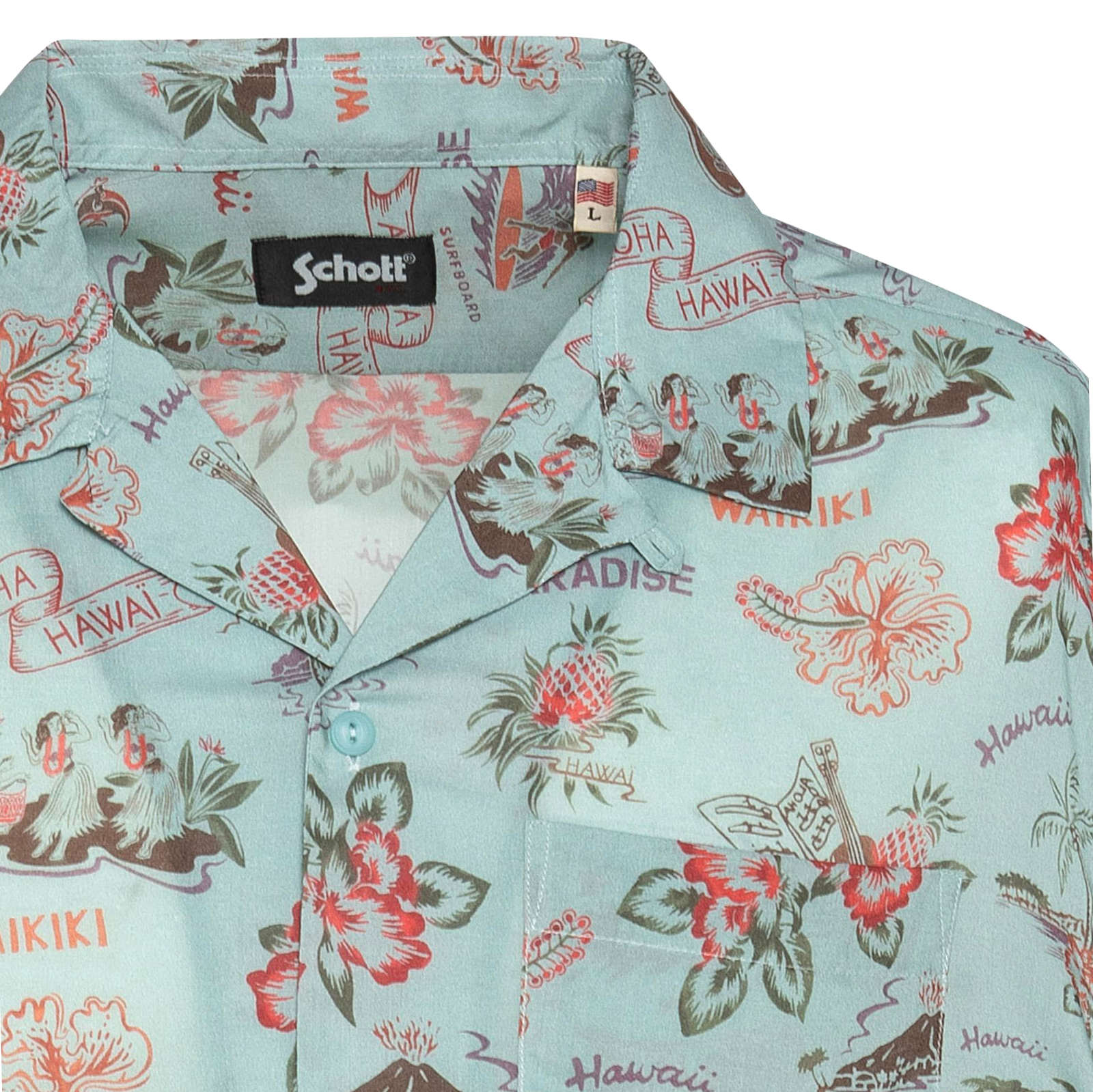 Schott Pacific Hawaii Shirt - Cloud