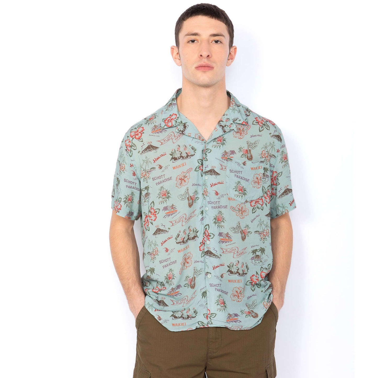 Schott Pacific Hawaii Shirt - Cloud