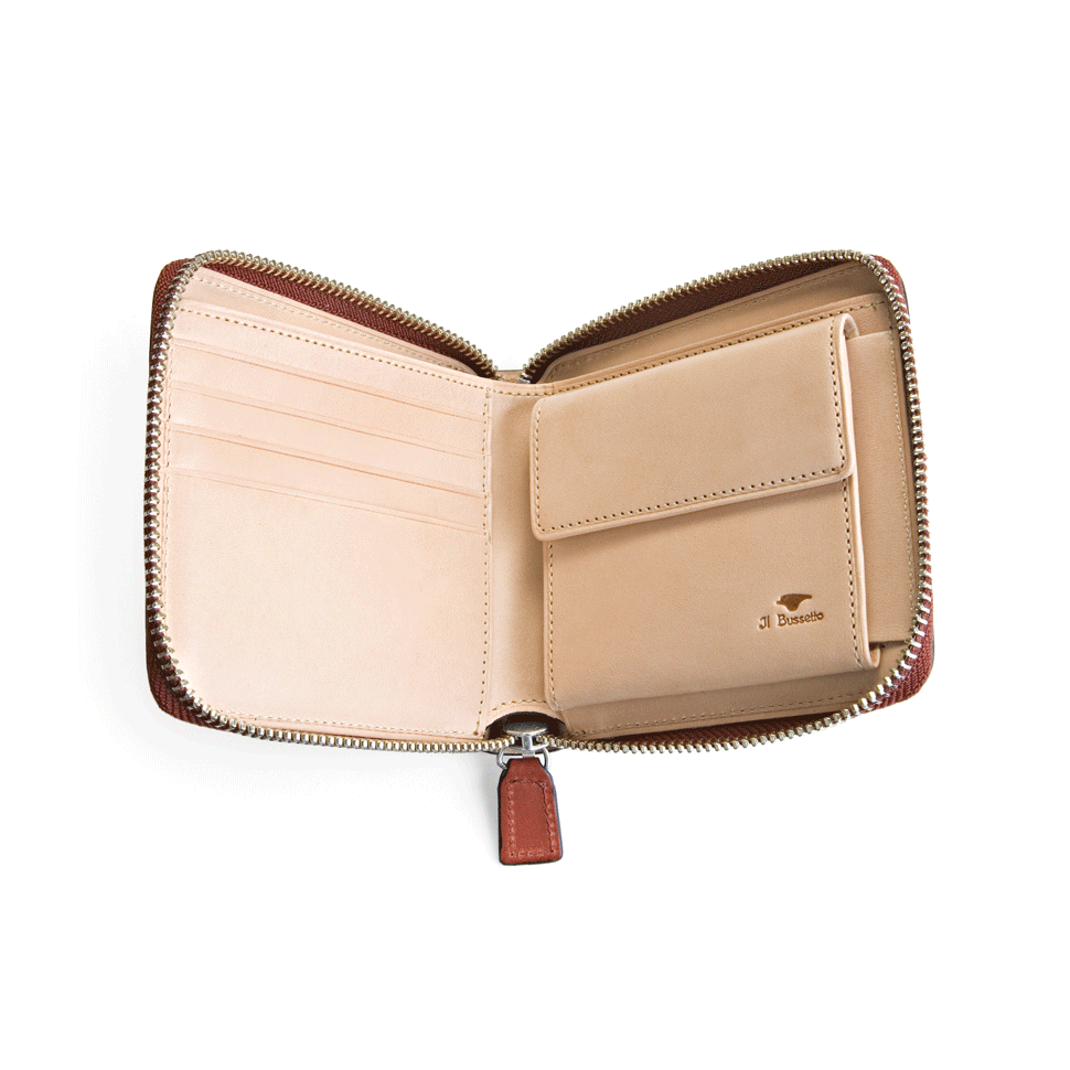 Bi-Fold Zip Wallet - Coral Red - L'Atelier 