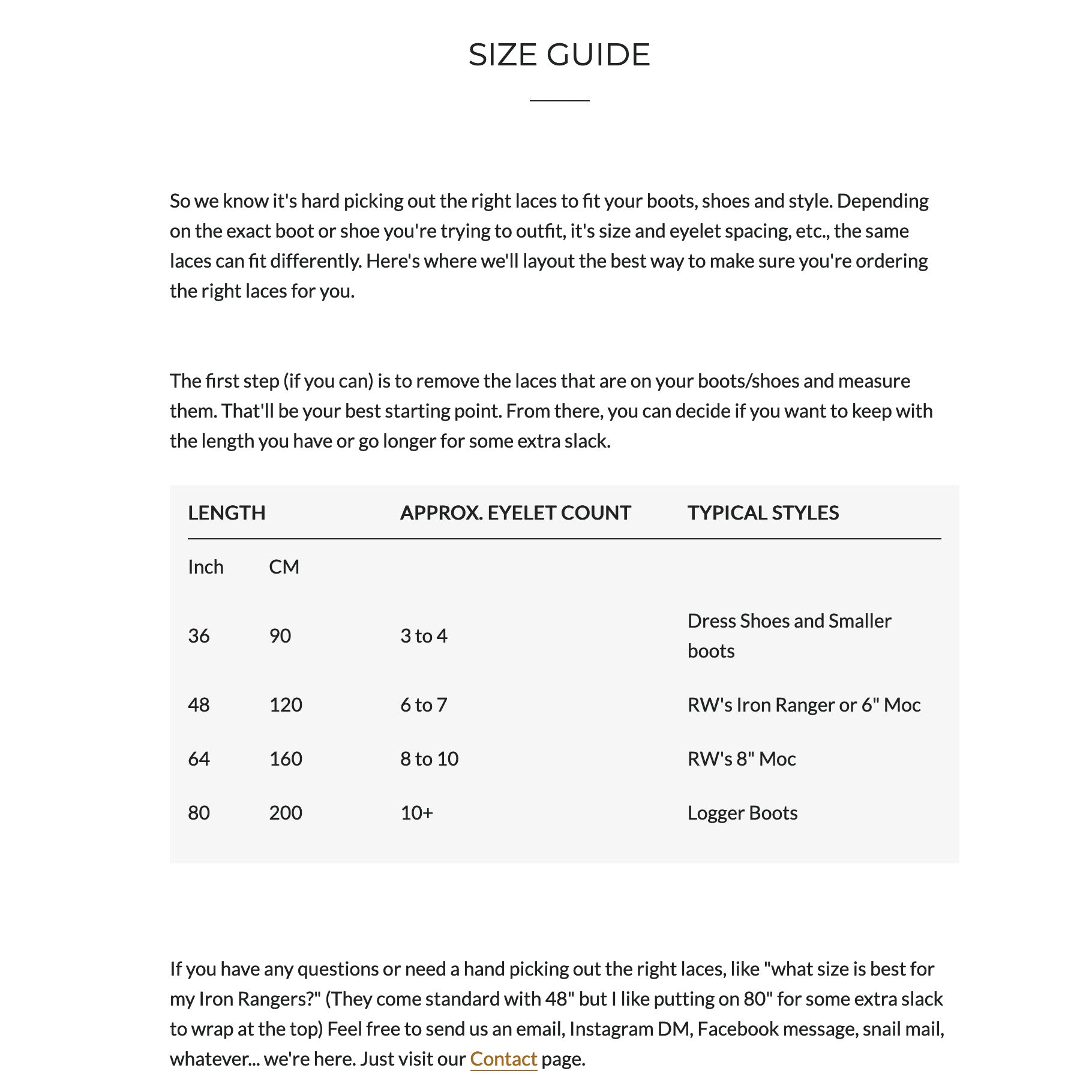 Novesta disengaged size guide