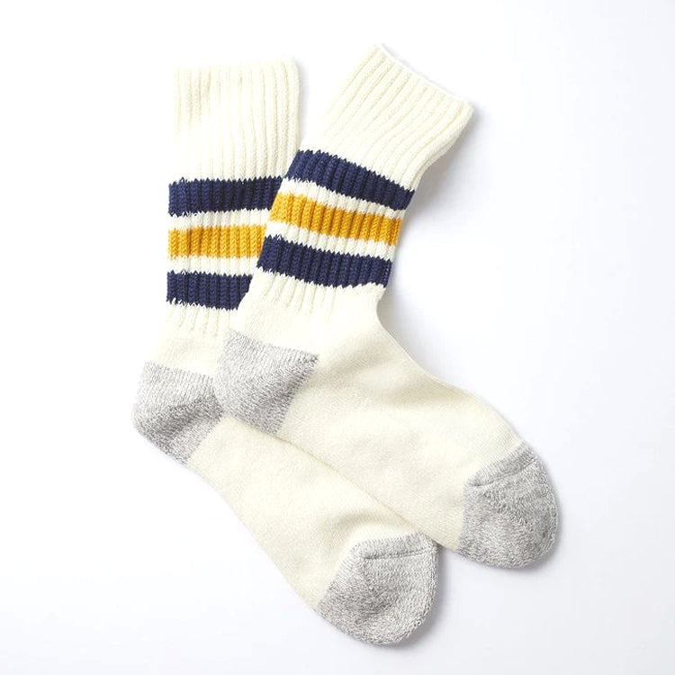 Rototo R1255 Coarse Ribbed Oldschool Sock Navy/Yellow